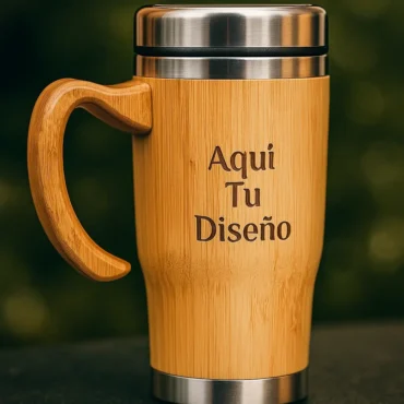 Vaso cónico bambúacero con agarradera 450 ml personalizado